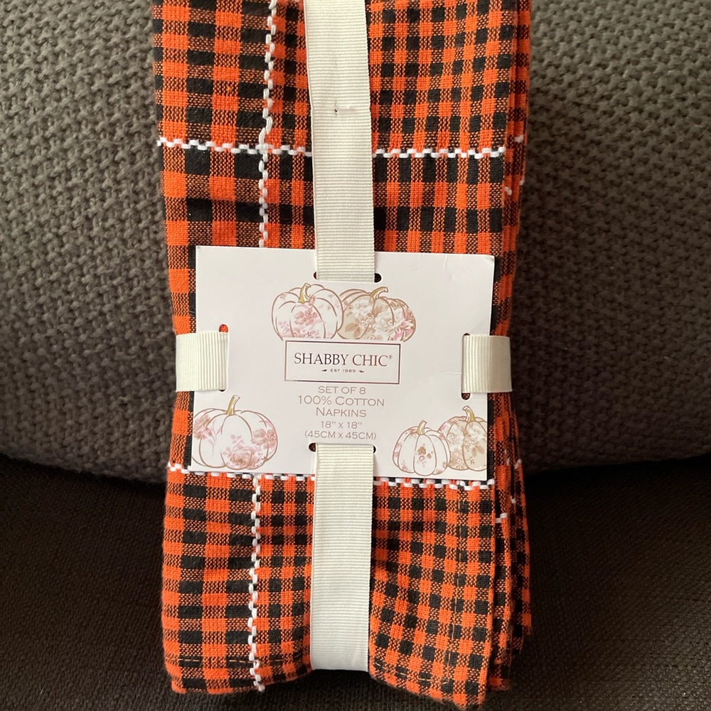 Shabby Chic Pumpkin Plaid Cotton Napkins